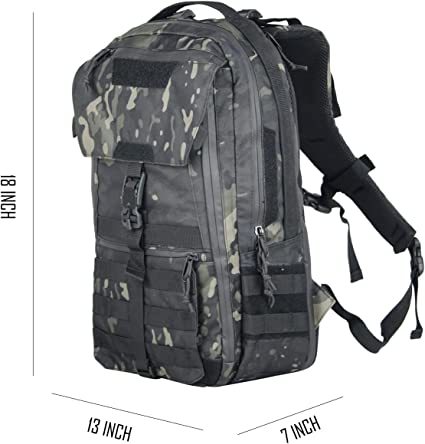 Military Backpack for Men Survival Backpacks with Multi Grid Storage Design for Hiking Ridding Travel Work School (Black Camo)