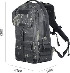 Military Backpack for Men Survival Backpacks with Multi Grid Storage Design for Hiking Ridding Travel Work School (Black Camo)