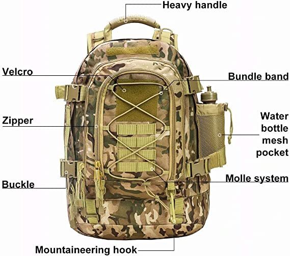 Backpack for Men Large Military Backpack Tactical Travel Backpack for Work,School,Camping,Hunting,Hiking
