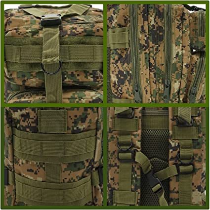 Tactical Backpack, 30L Military Waterproof Army Backpacks with MOLLE System for Outdoors, Hiking, Travel, Camping, and Survival in the Wild (Camo Green)