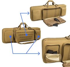 Classic Tactical Double Long Rifle Case Pistol Gun Bag with Bullet Shoulder Strap Carrying Handgun Rifle Case for Hunting Shooting