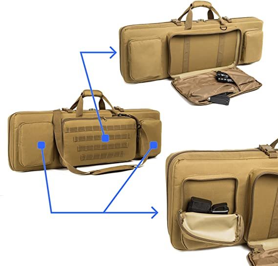 Classic Tactical Double Long Rifle Case Pistol Gun Bag with Bullet Shoulder Strap Carrying Handgun Rifle Case for Hunting Shooting