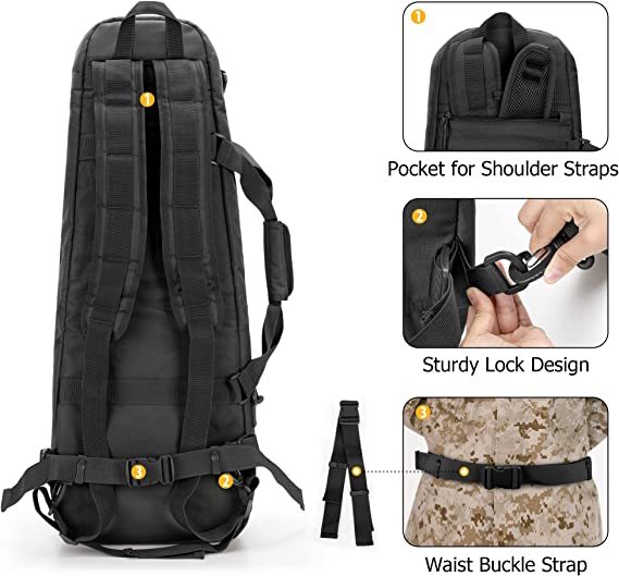 Double Short Barrel Rifle Case for 32” Rifles, Soft Tactical Rifle Backpack & Padded Rifle Bag Perfect for Hunting and Shooting
