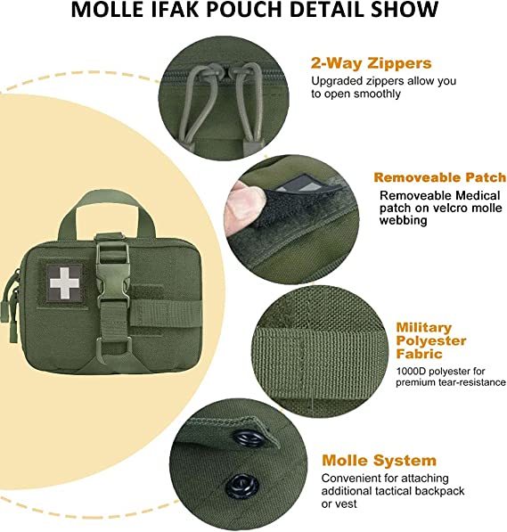 Upgrade Molle Rip Away Ifak Pouch, Tactical Small Belt First Aid Pouch Medical Utility EMT Pouch