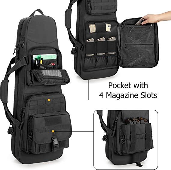 Double Short Barrel Rifle Case for 32” Rifles, Soft Tactical Rifle Backpack & Padded Rifle Bag Perfect for Hunting and Shooting