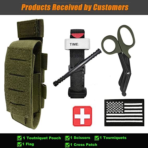 Upgrade Lasr Cut Design Tourniquet Pouch & Trauma Medical Shear Flashlight Pouch Holder