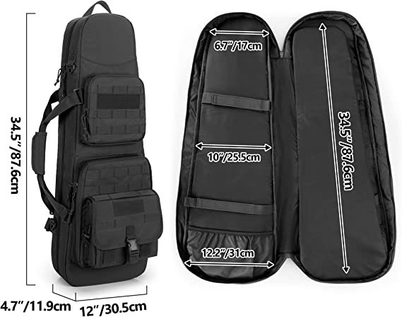 Double Short Barrel Rifle Case for 32” Rifles, Soft Tactical Rifle Backpack & Padded Rifle Bag Perfect for Hunting and Shooting