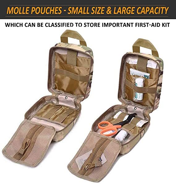 1000D Molle Ifak Pouch Rip Away, Tactical Tear Away Medical Pouch Empty, Military First Aid Pouch Bag Only for Camping Hiking Travel