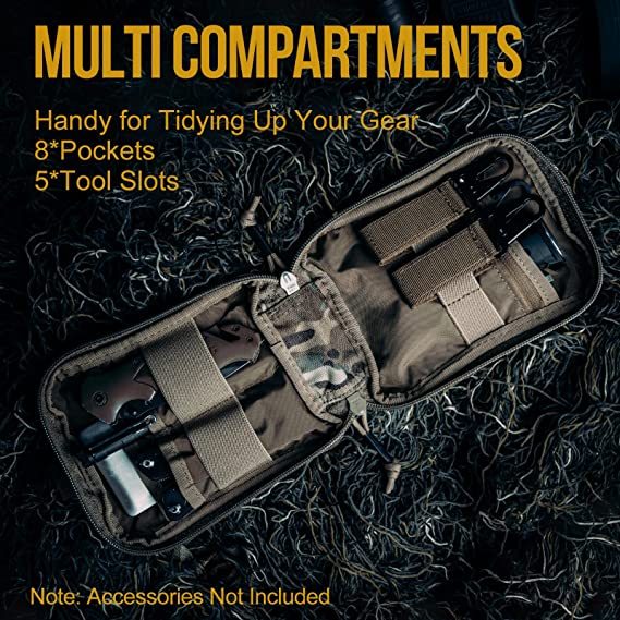 Multiuse Tool Holder Pouch MOLLE Organizer with Pockets & Tool Slots
