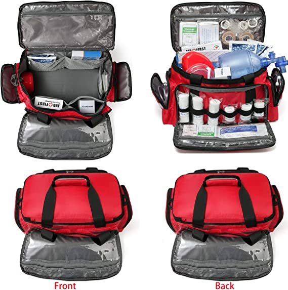 First Aid Trauma Jump Bag Empty for First Responder EMT EMS Nurse Medical Medic Duffle Duffel Carry On Emergency Ambulance Treatment Equipment Storage Organizer Large School Home Hiking Camping