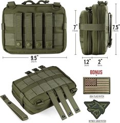 Tactical Molle Admin Pouch of Laser Cut Design, Utility Pouches Molle Attachment Military Medical EMT Organizer with Map Pocket EDC EMT Pack IFAK Tool Holder