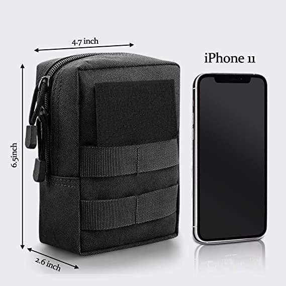 Molle Pouches, 2 Pack Tactical Waist Bag Water-Resistant EDC Small Pouch Bags with D-Ring Hooks