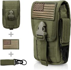 Tactical Phone Pouch Molle, Smartphone Holster Bag EDC Utility Cellphone Lock Card Holder Organizer Fit for Waist Belt Case