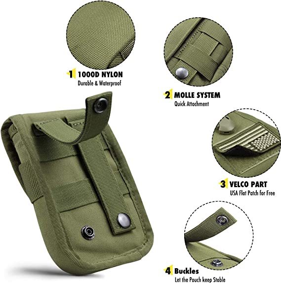 Tactical Phone Pouch Molle, Smartphone Holster Bag EDC Utility Cellphone Lock Card Holder Organizer Fit for Waist Belt Case