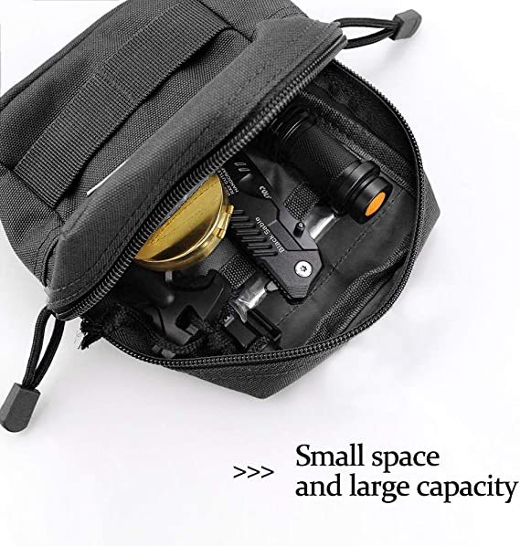 Molle Pouches, 2 Pack Tactical Waist Bag Water-Resistant EDC Small Pouch Bags with D-Ring Hooks