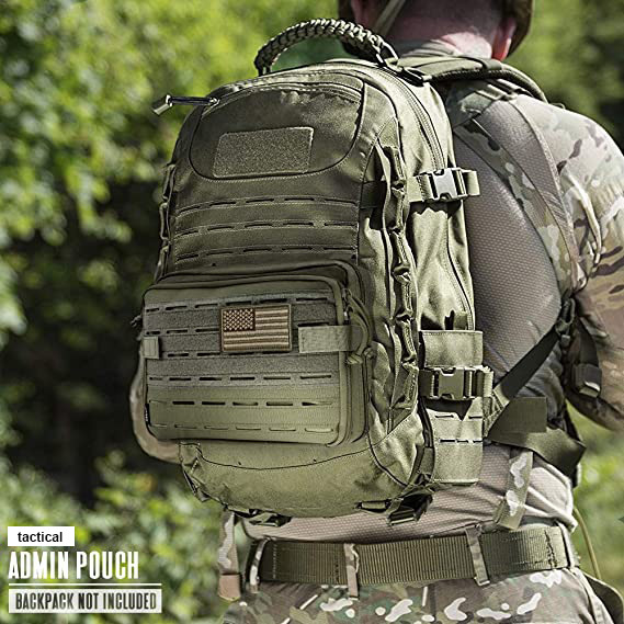 Tactical Molle Admin Pouch of Laser Cut Design, Utility Pouches Molle Attachment Military Medical EMT Organizer with Map Pocket EDC EMT Pack IFAK Tool Holder