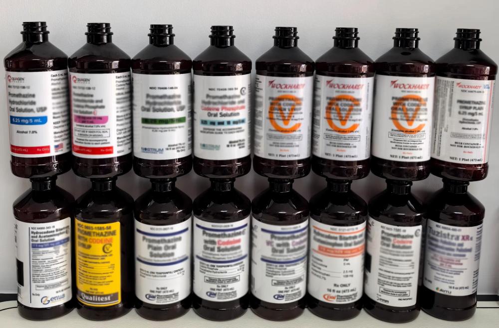 Fast Shipping 16 oz Oval Amber Liquid Cough Medicine 473ml Plastic Bottles with Red Writing CRC Caps PAI Label