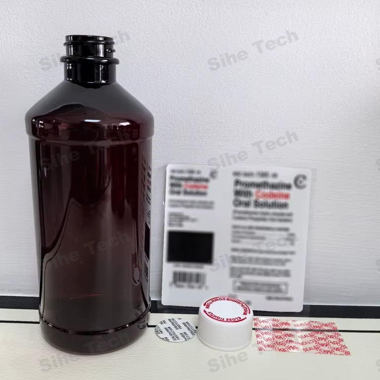 Free Shipping Cough Syrup QR Code Caps 16 OZ  Amber Bottle with DM State Run Label