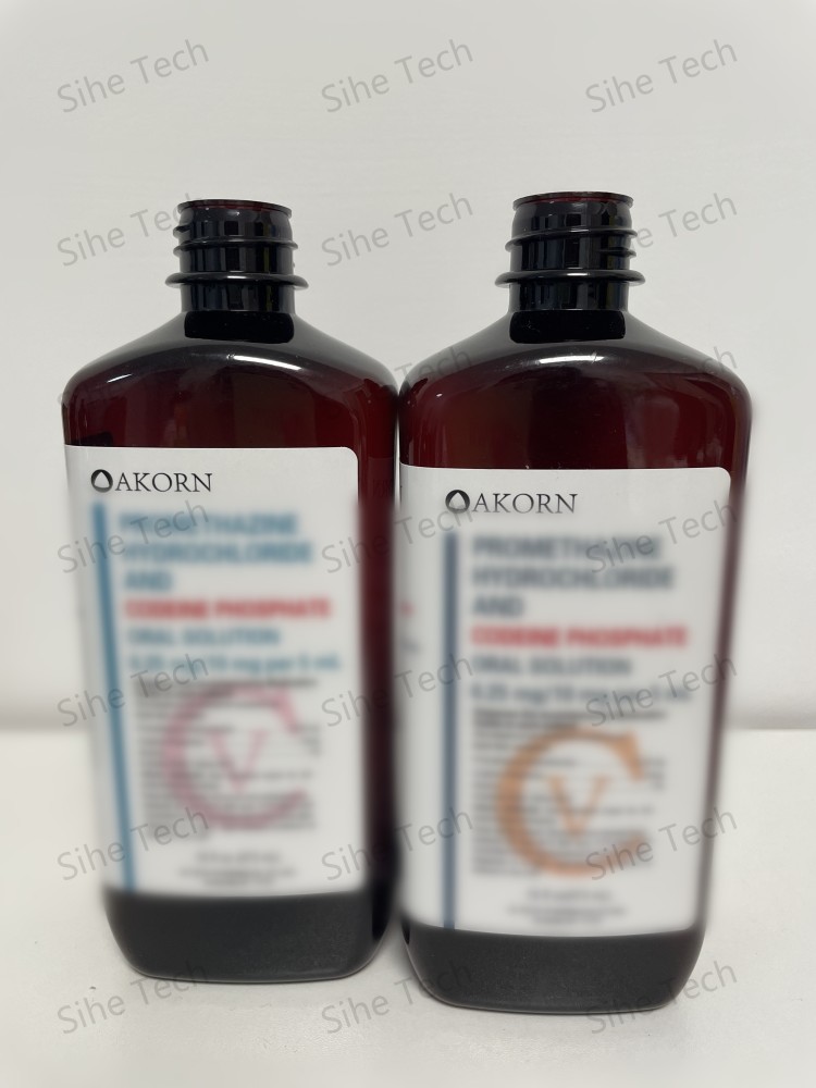 473ml 16oz Amber Square Plain 28/400 Screw Cap Seal Cough Syrup Bottle Akorn Label