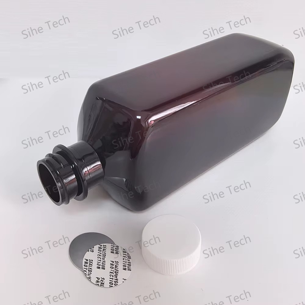 Cylinder Amber Plastic Bottle 16 oz for Liquid Cough Syrup 473ml with CRC Cap Teva Label