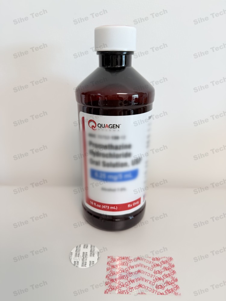 16 oz Oval Oblong Empty Amber Liquid Medicine Quagen Plastic Bottles with Red Writing CRC Caps and Foil Seal