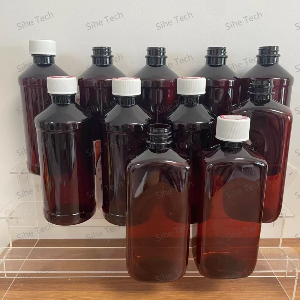 473ml 16oz Cough Syrup Amber Red Writing Cap Plastic Bottle With Alpharma Labels