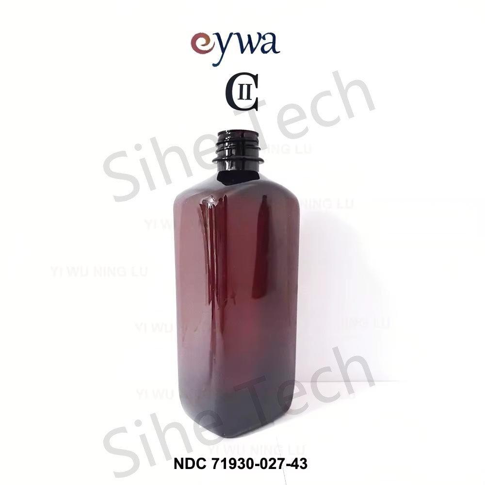 Eywa 16 Oz 473ml Square Amber Plastic Pet Bottle Red Writting Sealed with Crc Cap