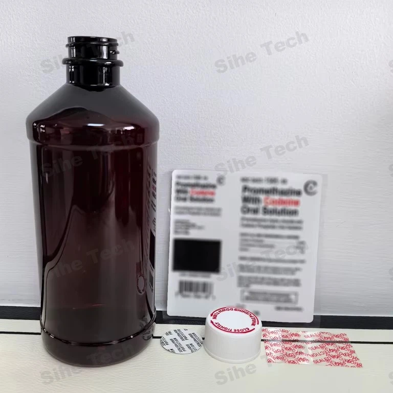 Amber PET cough syrup bottles grouped for wholesale tier quantities