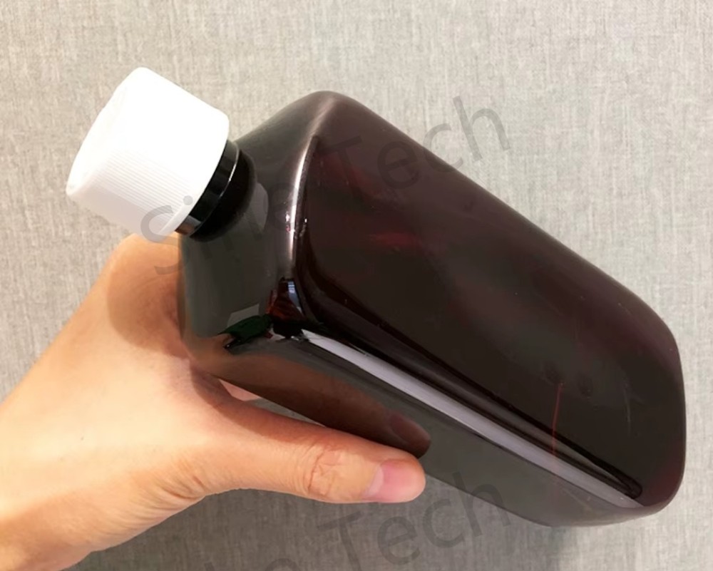 16 oz Oval Oblong Empty Amber Liquid Medicine Tuzistra Plastic Bottles with Red Writing CRC Caps and Foil Seal