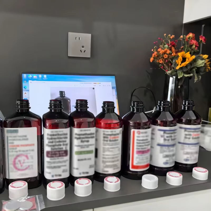 473ml 16oz Cough Syrup Ywa Pharma Label Amber Qr Code Cap Plastic Bottle  And sealed for Your protection