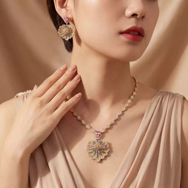 Heart-Shaped Flowers Fashion Jewelry Set