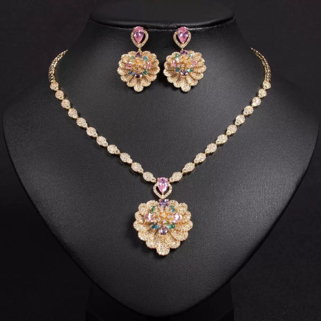 Heart-Shaped Flowers Fashion Jewelry Set