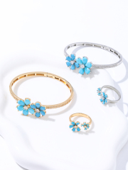 Blue Double Flower Bracelet