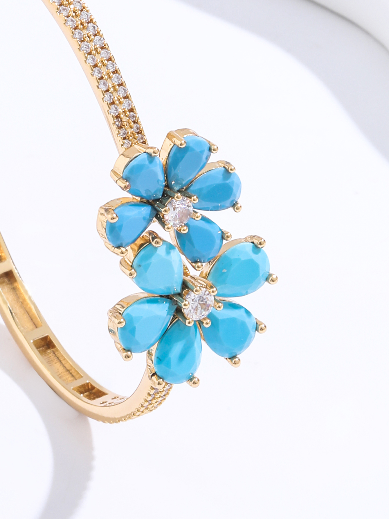 Blue Double Flower Bracelet