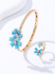 Blue Double Flower Bracelet