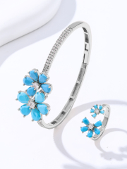 Blue Double Flower Bracelet