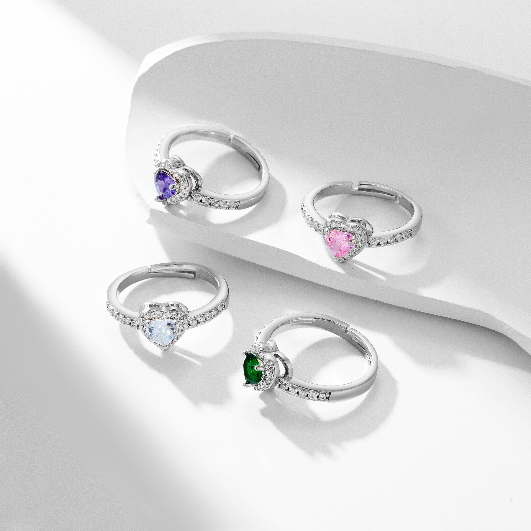 Colored Heart-shaped Rings