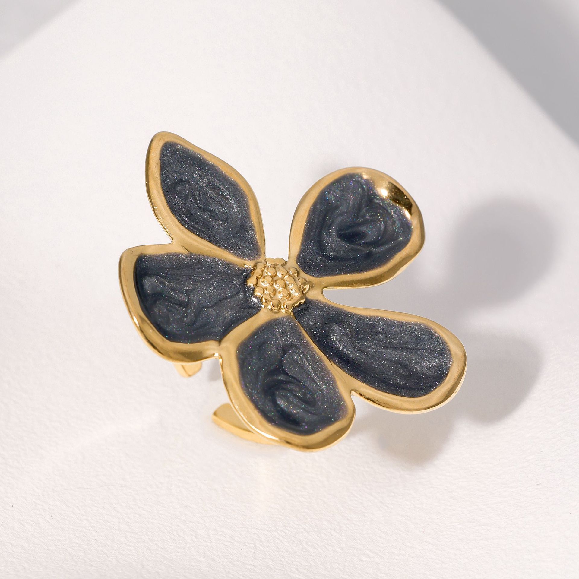 Black and White Floral Ring