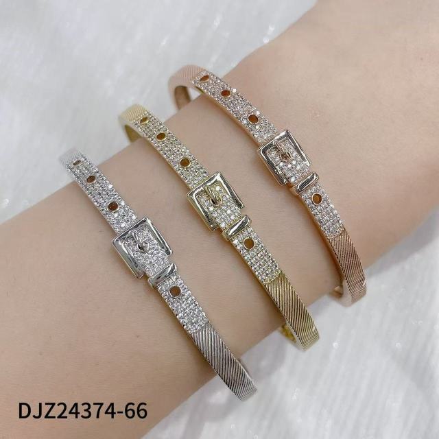 Double Color Plated Luxury  Women Belt Bangle