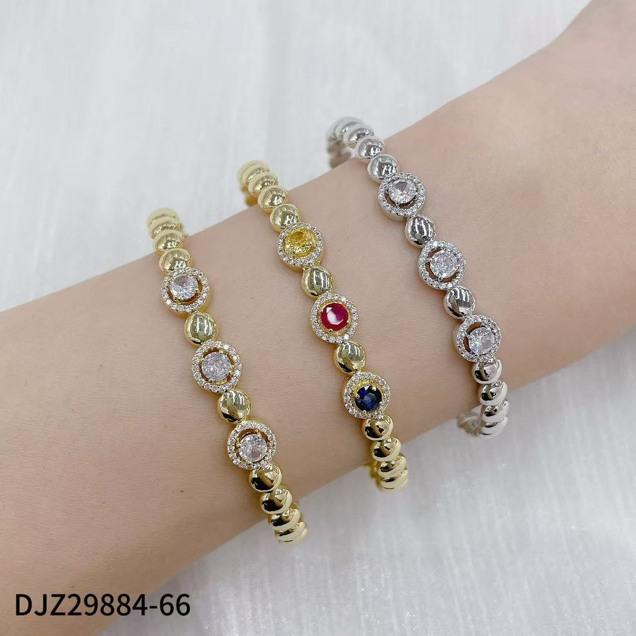 Fashion Brass Colorful Beaded Cuff Bracelet