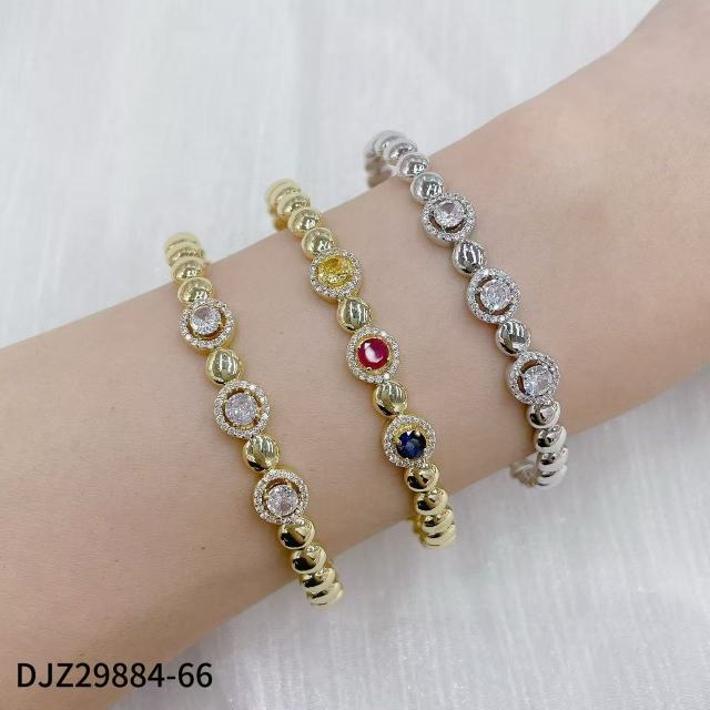 Fashion Brass Colorful Beaded Cuff Bracelet