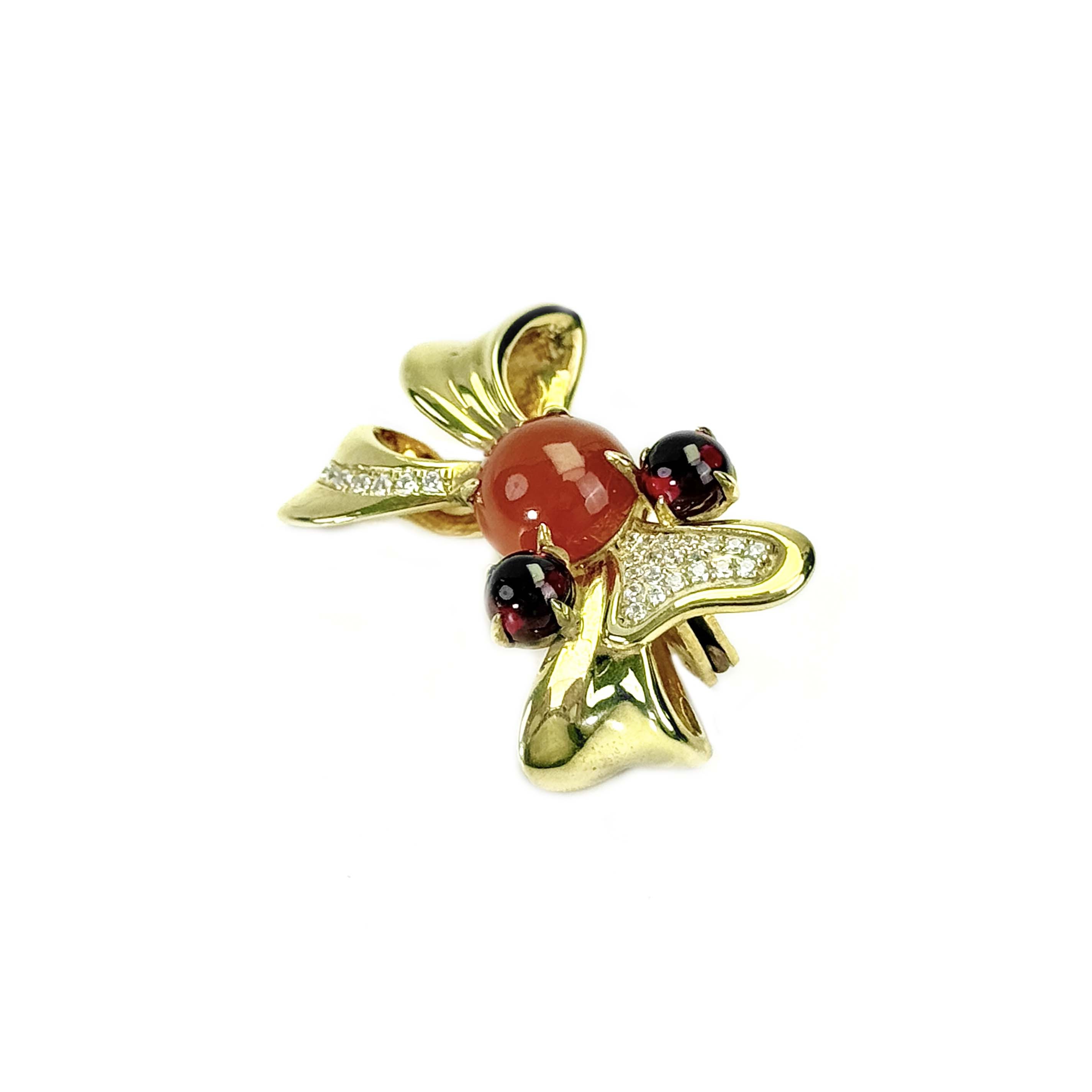 Shinecrys-red crystal S925 brooch