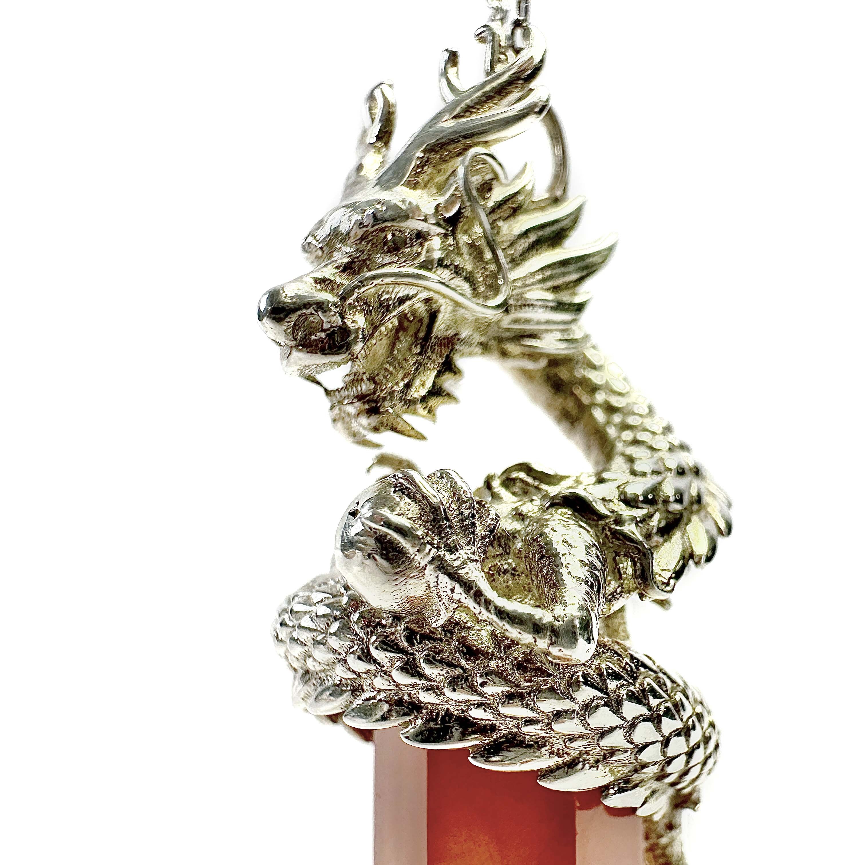 Shinecrys-red crystal silver dragon S925 pendant