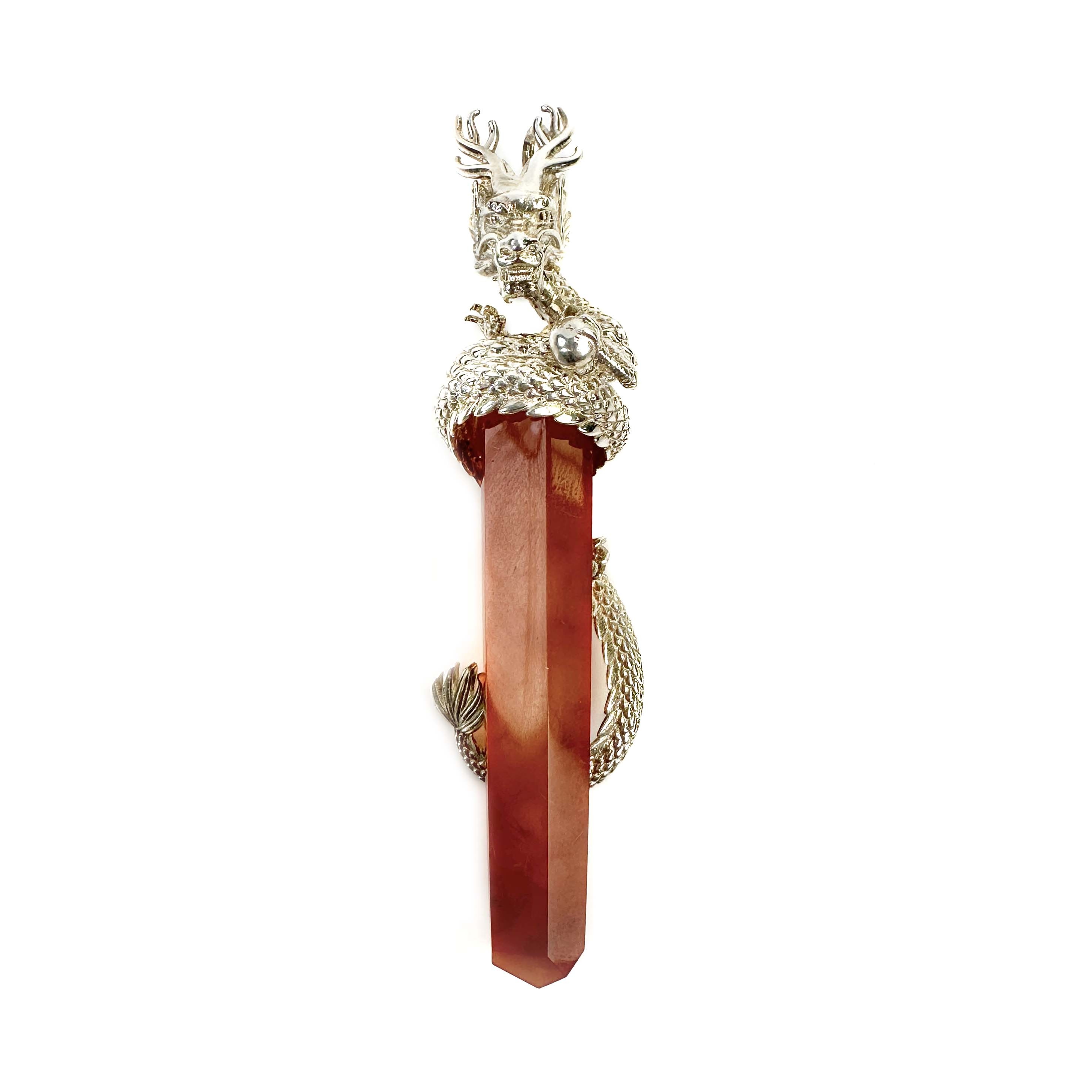 Shinecrys-red crystal silver dragon S925 pendant