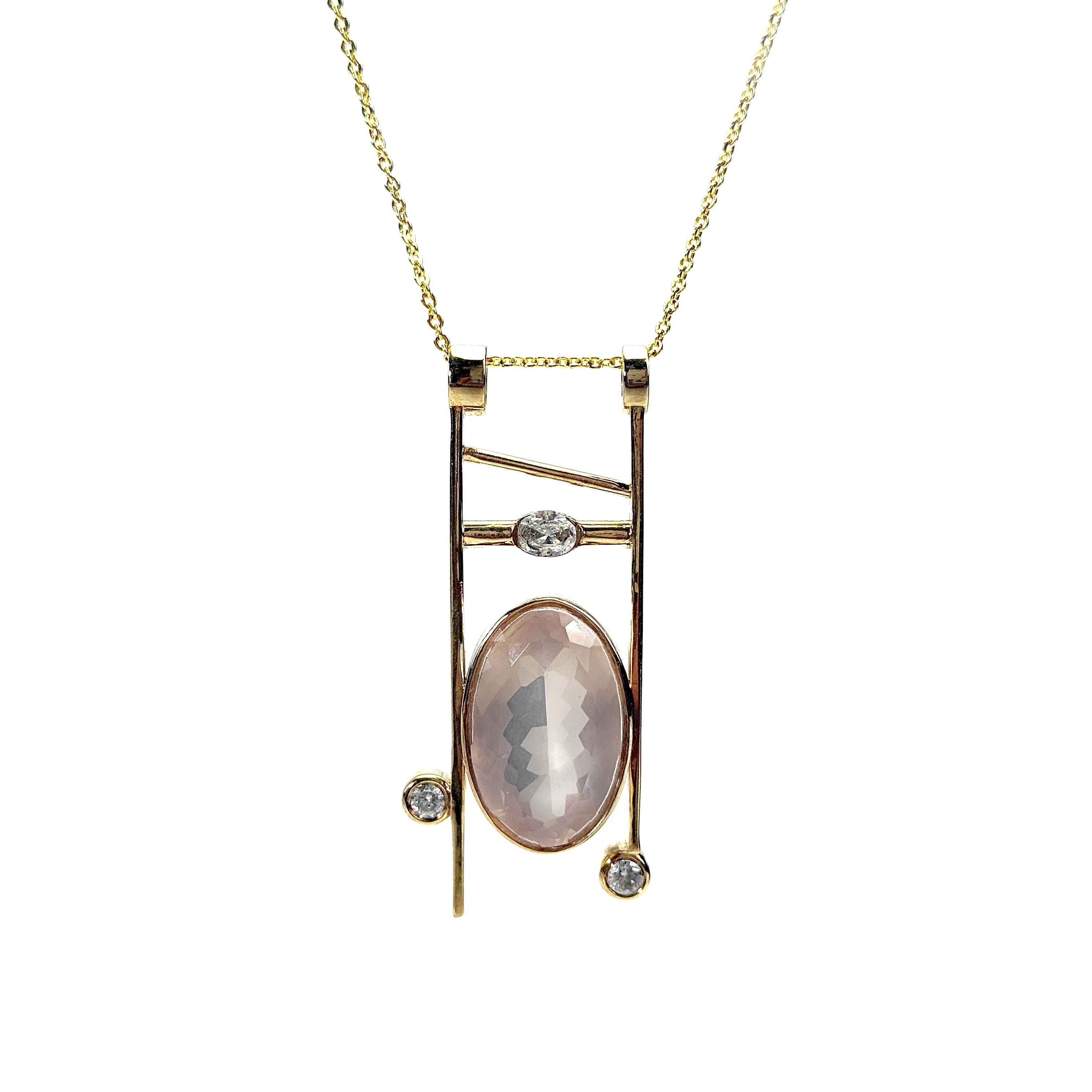 Shinecrys-rose quartz S925 pendant