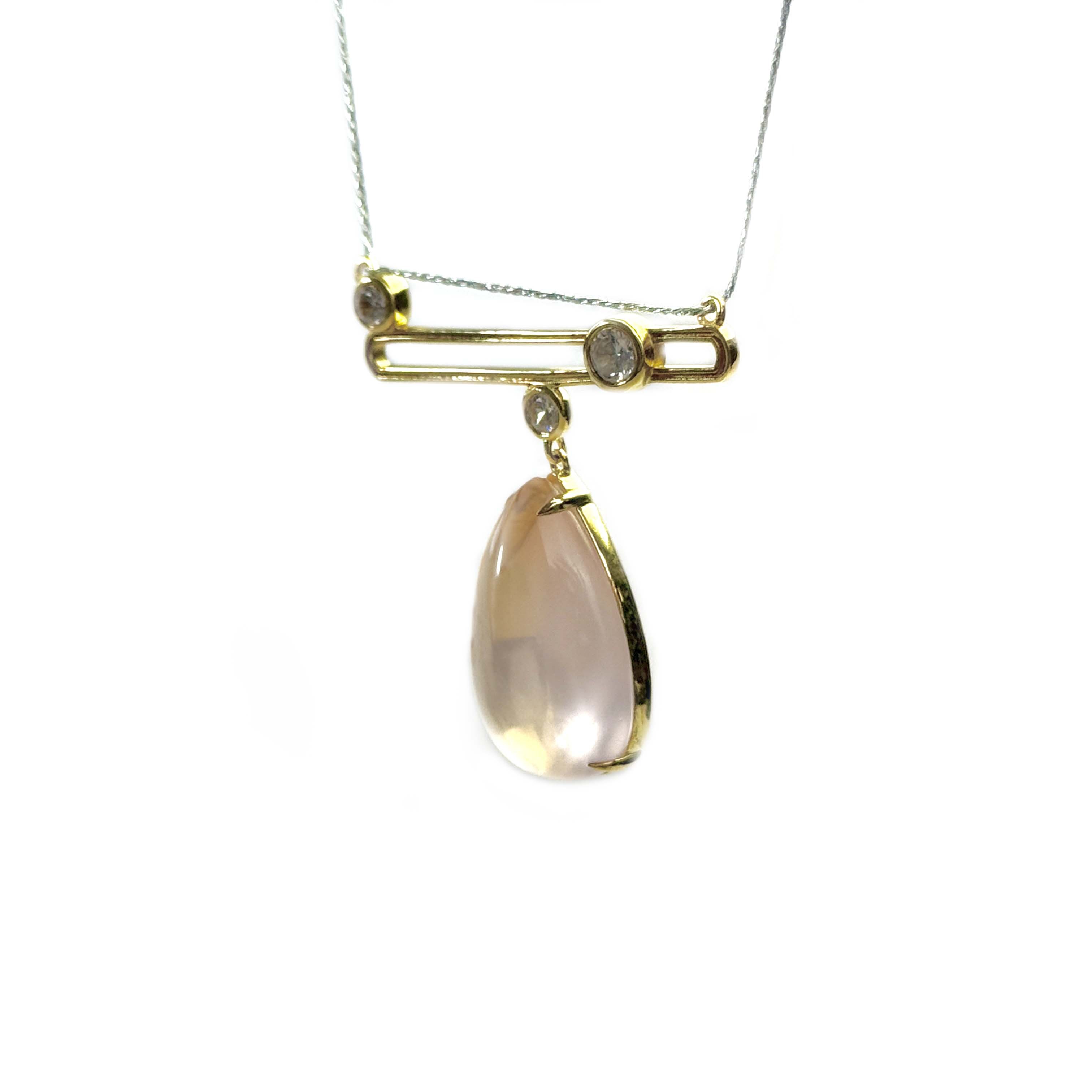 Shinecrys-rose quartz S925 pendant