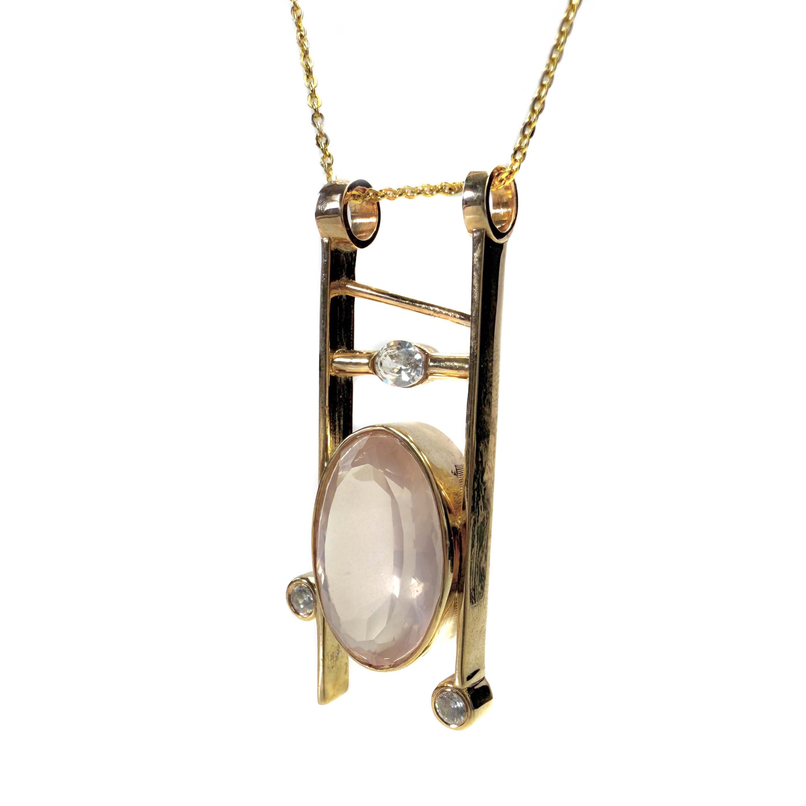 Shinecrys-rose quartz S925 pendant