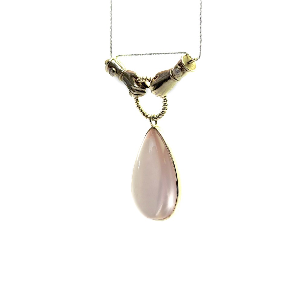Shinecrys-rose quartz S925 pendant