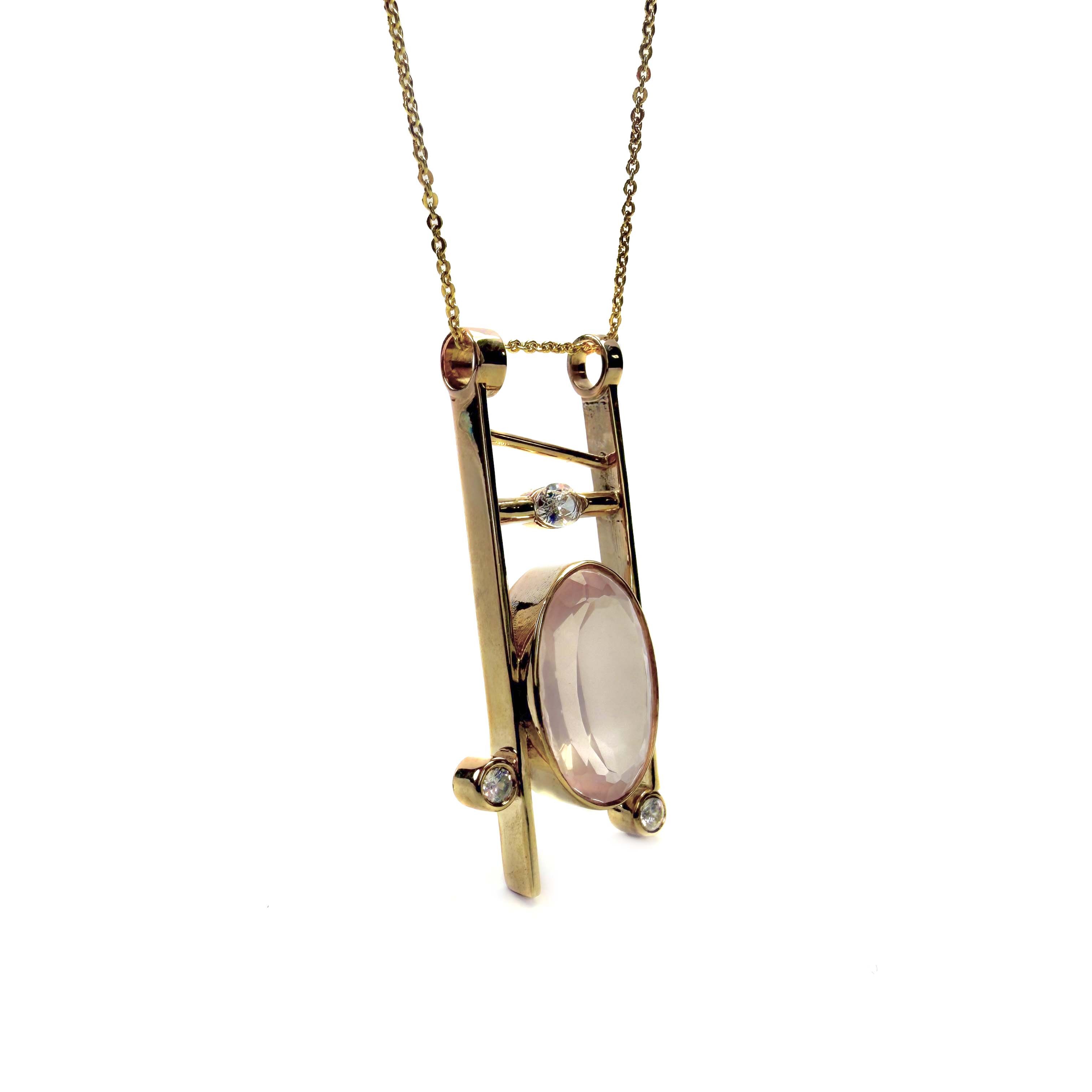 Shinecrys-rose quartz S925 pendant