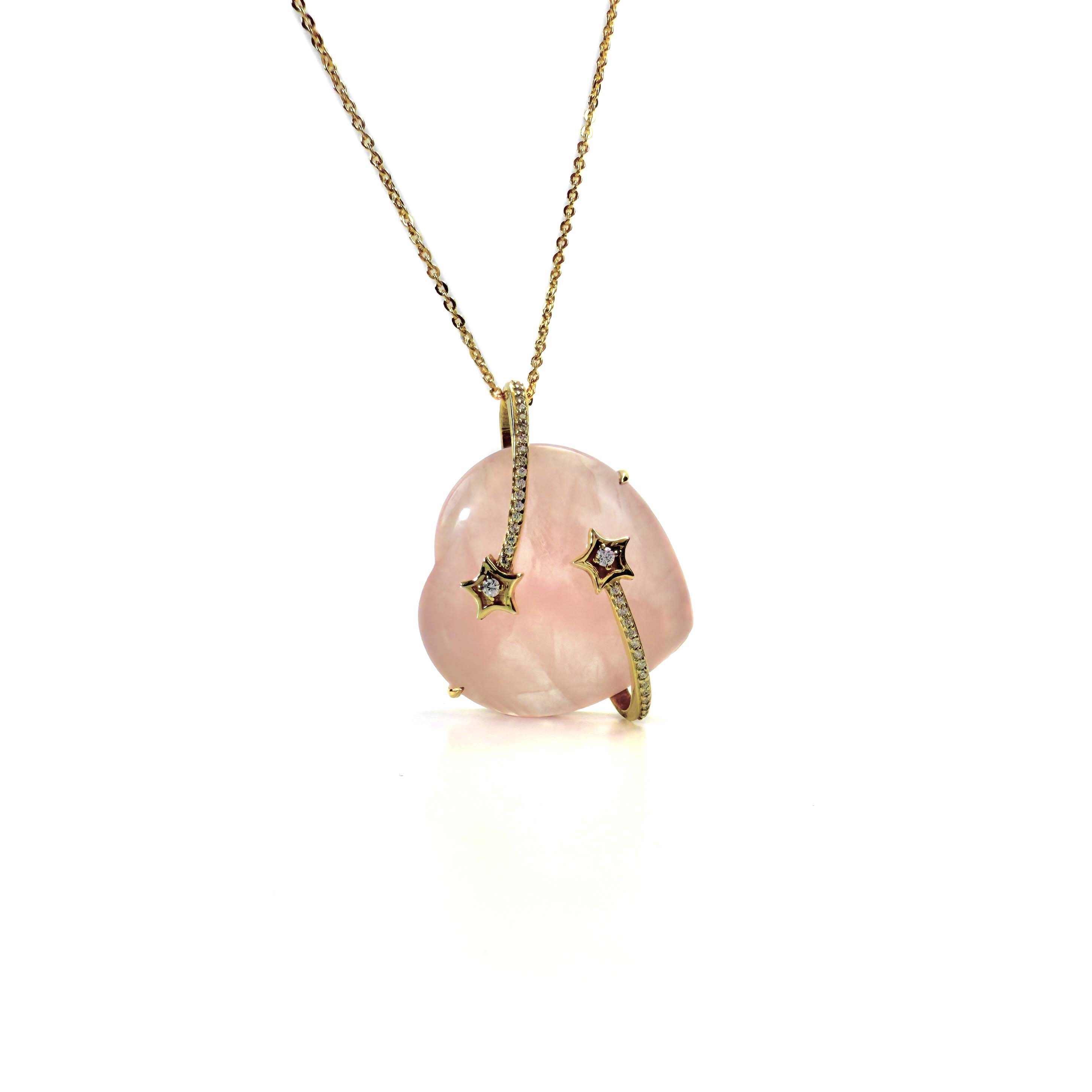 Shinecrys-rose quartz S925 pendant